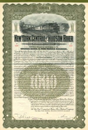 New York Central and Hudson River Railroad - $1000 Bond